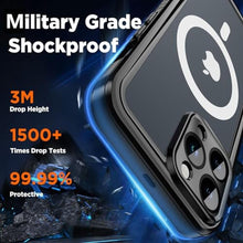 Load image into Gallery viewer, Unitedtime for iPhone 15 Pro Max Case Waterproof Magnetic with Built-in Screen Protector,[Compatible with MagSafe] Shockproof Dustproof Heavy Duty Full Body Protective Cover 6.7 Inch Black_7500
