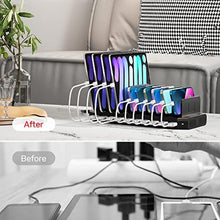 Load image into Gallery viewer, Unitek USB Charging Station for Multiple Devices, Charger Organizer Stand Dock with Dividers, Quick Charge 3.0 Compatible for Smartphone, Tablet, iPad and Other Electronics, QCBlack_7785
