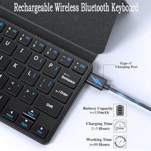 Load image into Gallery viewer, Universal Wireless Keyboards Ultra Light Portable Mini Keyboard with Adjustable Angle Stand &amp; Leather Case,Computer Keyboards Rechargeable Travel Bluetooth Keyboard for iPad Android,Windows and iOS, Black_6105
