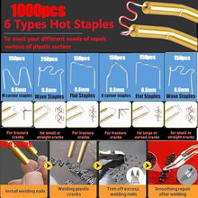 Load image into Gallery viewer, Upgraded 220W Plastic Welder, 2 in 1 Plastic Welding Kit Plastic Repair Welder Kit 1000PCS Hot Stapler Soldering Gun with 100PCS Plastic Welding Rods Car Bumper Repair Kit for Most Plastic Repair, Red_8590
