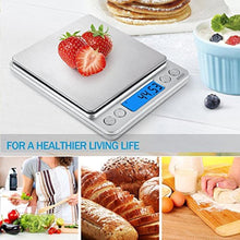 Load image into Gallery viewer, (Upgraded) AMIR Digital Kitchen Scale, 500g Mini Pocket Jewelry Scale, Food Scale, Coffee Scale, Back-Lit LCD Display, 2 Trays, 6 Units, Auto Off, Tare, PCS, Stainless Steel (Batteries Included), Silver_249
