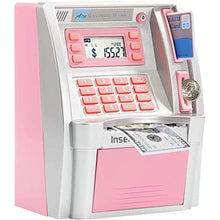 Load image into Gallery viewer, Upgraded Talking ATM Piggy Bank for Kids Adults,Toy Money Bank for Real Money with Voice Prompt,Data Save,Card,Saving Target,Balance Calculator,Electronic Money Safe Coin Box,Hot Gift for Boys Girls, SilverPink_1
