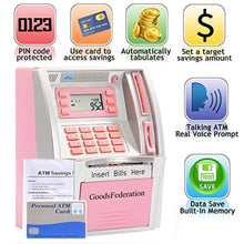 Load image into Gallery viewer, Upgraded Talking ATM Piggy Bank for Kids Adults,Toy Money Bank for Real Money with Voice Prompt,Data Save,Card,Saving Target,Balance Calculator,Electronic Money Safe Coin Box,Hot Gift for Boys Girls, SilverPink_810
