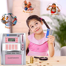 Load image into Gallery viewer, Upgraded Talking ATM Piggy Bank for Kids Adults,Toy Money Bank for Real Money with Voice Prompt,Data Save,Card,Saving Target,Balance Calculator,Electronic Money Safe Coin Box,Hot Gift for Boys Girls, SilverPink_812
