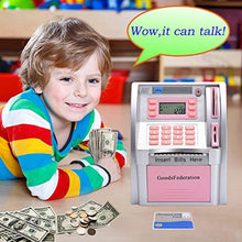 Load image into Gallery viewer, Upgraded Talking ATM Piggy Bank for Kids Adults,Toy Money Bank for Real Money with Voice Prompt,Data Save,Card,Saving Target,Balance Calculator,Electronic Money Safe Coin Box,Hot Gift for Boys Girls, SilverPink_813
