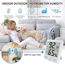 Load image into Gallery viewer, Urageuxy Indoor Outdoor Thermometer Wireless Digital Hygrometer Temperature and Humidity Gauge Monitor with Remote Sensor 4.8 Inches Large Display for Room Greenhouse Garden, White_7080
