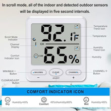 Load image into Gallery viewer, Urageuxy Indoor Outdoor Thermometer Wireless Digital Hygrometer Temperature and Humidity Gauge Monitor with Remote Sensor 4.8 Inches Large Display for Room Greenhouse Garden, White_7082
