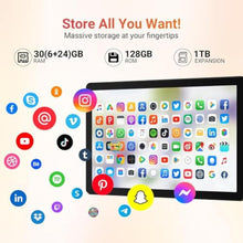 Load image into Gallery viewer, URAO Tablet,10.1" Android Tablet with Octa-core Processor 30GB RAM 128GB ROM HD IPS Touchscreen 8H Battery, Wi-Fi 6, BT 5.4, Dual Camera, Android 16 Tablets 2026, Charcoal_2217

