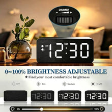 Load image into Gallery viewer, URAYCO Wood Digital Alarm Clock with 10W Fast Wireless Charger, USB Charging Ports, DST, Dimmable, Snooze, Large Number LED Display for Bedrooms, Desk, Living Room Table, Bedside, Nightstand (Black)_6834
