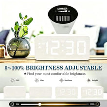 Load image into Gallery viewer, URAYCO Wooden Digital Alarm Clock, 10W Fast Wireless Charger Station &amp; 2 USB Charging Ports, with 0~99% Dimmer, Dual Alarm, Weekday/Weekend Mode, Wood LED Clock for Bedroom, Desk, Office, White_6957
