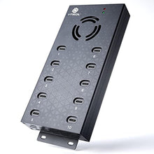 Load image into Gallery viewer, USB 2.0 Hub Type-C Multi Safety 10 Ports Powered, with AC Adapter, Aluminum USB Splitter with Cooling Fan - Type C for Laptops &amp; PC, PC,Flash Drives, HDD, Hard Drive, Mouse, XPS, Xbox, Keyboard_1

