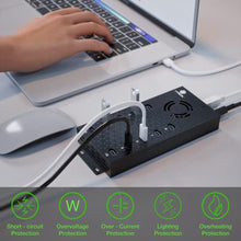 Load image into Gallery viewer, USB 2.0 Hub Type-C Multi Safety 10 Ports Powered, with AC Adapter, Aluminum USB Splitter with Cooling Fan - Type C for Laptops &amp; PC, PC,Flash Drives, HDD, Hard Drive, Mouse, XPS, Xbox, Keyboard_59
