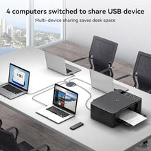 Load image into Gallery viewer, USB 3.2 Switch Selector 4 Computers Share 1 USBC &amp; 3 USBA Devices 10Gbps 4 Port USB Switcher Sharing Keyboard Mouse Printer Scanner with Cable and Remote Control and a dapter, SilverGrey_1459
