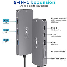 Load image into Gallery viewer, USB C Adapters for MacBook Pro/Air,Mac Dongle with 3 USB Port,USB C to HDMI, USB C to RJ45 Ethernet,MOKiN 9 in 1 USB C to HDMI Adapter,100W Pd Charging, USB C to SD/TF Card Reader USB C Hub_2684
