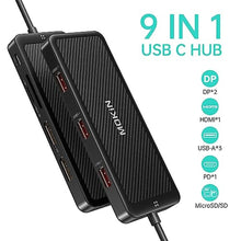 Load image into Gallery viewer, USB C Docking Station Dual DisplayPort, MOKiN USB C Hub Dongle with 2 DP, HDMI, 3 USB A 3.1, SD &amp; Micro SD Slot, PD Charging Port for MacBook/Dell XPS/Steam Deck/HP/Lenovo ThinkPad/Microsoft Surface, INDPHDMIBlack_546
