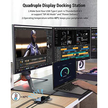 Load image into Gallery viewer, USB C Docking Station, IVIIN Quadruple Display Laptop Docking Station, USB C Hub Dual HDMI Monitor, Displaylink Dock Compatible with MacBook Dell HP Lenovo Surface(87W PD 2HDMI VGA USB3.0 RJ45 SD TF), black_656
