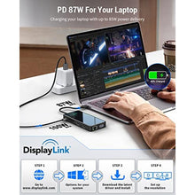 Load image into Gallery viewer, USB C Docking Station, IVIIN Quadruple Display Laptop Docking Station, USB C Hub Dual HDMI Monitor, Displaylink Dock Compatible with MacBook Dell HP Lenovo Surface(87W PD 2HDMI VGA USB3.0 RJ45 SD TF), black_658
