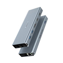Load image into Gallery viewer, USB C Docking Station, OBERSTER USB C HUB with Dual 4K@60Hz Video Outputs Dual Monitor, (3 x USB 3.1 10 Gb/s, 2 x HDMI, 2 x DP, 100W PD, Gigabit Ethernet &amp; Audio) for Windows and M1 Mac, grey_1
