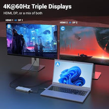 Load image into Gallery viewer, USB C Docking Station, OBERSTER USB C HUB with Dual 4K@60Hz Video Outputs Dual Monitor, (3 x USB 3.1 10 Gb/s, 2 x HDMI, 2 x DP, 100W PD, Gigabit Ethernet &amp; Audio) for Windows and M1 Mac, grey_551
