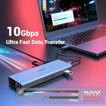 Load image into Gallery viewer, USB C Docking Station, OBERSTER USB C HUB with Dual 4K@60Hz Video Outputs Dual Monitor, (3 x USB 3.1 10 Gb/s, 2 x HDMI, 2 x DP, 100W PD, Gigabit Ethernet &amp; Audio) for Windows and M1 Mac, grey_552
