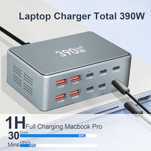 Load image into Gallery viewer, USB C Fast Charger Block 390W 10 Ports usbc Charging Station USB Charger Block Multiple Ports 100W PD GaN Fast Charging Brick hub for iPad iPhone 17 16 15 MacBook Pro/Air Samsung Galaxy, Gray_242
