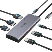 Load image into Gallery viewer, USB-C Laptop Docking Station for Triple Monitor | 7-in-1 Dock with DP 4K@160Hz/8K@30Hz + Dual HDMI 4K@60Hz, 10Gbps USB A/C, 100W PD | Laptop Dock for Windows/Mac, GreyHDMIDisplayPort_1
