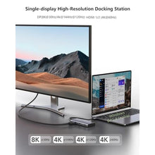Load image into Gallery viewer, USB-C Laptop Docking Station for Triple Monitor | 7-in-1 Dock with DP 4K@160Hz/8K@30Hz + Dual HDMI 4K@60Hz, 10Gbps USB A/C, 100W PD | Laptop Dock for Windows/Mac, GreyHDMIDisplayPort_6501
