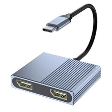Load image into Gallery viewer, USB C to Dual Displayport Adapter, Displayport Splitter for Dual Monitors, Grey_1
