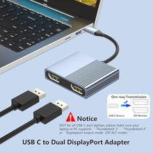 Load image into Gallery viewer, USB C to Dual Displayport Adapter, Displayport Splitter for Dual Monitors, Grey_62
