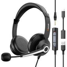 Load image into Gallery viewer, USB Headset with Microphone for PC, Computer Headset with Noise Cancelling Microphone for Laptop,3.5MM Jack USB Wired Headset with Mute in-line Control for Office Online Class Skype Zoom Meetings, USBCmm_1

