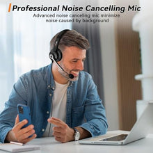 Load image into Gallery viewer, USB Headset with Microphone for PC, Computer Headset with Noise Cancelling Microphone for Laptop,3.5MM Jack USB Wired Headset with Mute in-line Control for Office Online Class Skype Zoom Meetings, USBCmm_6494
