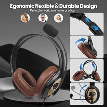 Load image into Gallery viewer, USB Headset with Noise Cancellation Microphone, Over-Ear Stereo USB Computer Headphones with Mic for Office Call Center Work Teams Zoom Webex Google Meet Conference Dictation Telework, GDUC_6134
