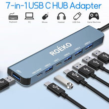Load image into Gallery viewer, USB Hub 3.0,USB c hub,USB hub with Multiport Adapter, USB Splitter with 1xUSB 3.0,4xUSB2.0,2 x USB C,Hub for MacBook Pro/PC/Laptop/Tablet Devices (Grey 7in1)_2091
