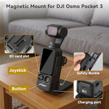 Load image into Gallery viewer, UTEBIT Magnetic Mount Stand Compatible with DJI Osmo Pocket 3, Upgraded Pocket3 Accessories Expansion Adapter Desktop Base, Multifuctional Magnetic Bracket Mount with 180 Adjustable Handle, Black_3408
