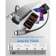 Load image into Gallery viewer, UVOOI 20Gbps Short USB C to USB C Cable 6 inch Right Angle USB C 3.2 Cable, Grey_473
