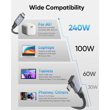 Load image into Gallery viewer, UVOOI 20Gbps Short USB C to USB C Cable 6 inch Right Angle USB C 3.2 Cable, Grey_475
