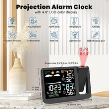 Load image into Gallery viewer, uzoli Projection Alarm Clock Weather Station, WWVB Atomic Projector Clock with Sensor, Adjustable Backlight, Indoor Outdoor Temperature Humidity, Digital Projection Clock for Bedroom Ceiling, Black_6801
