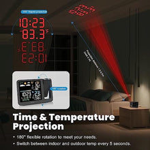 Load image into Gallery viewer, uzoli Projection Alarm Clock Weather Station, WWVB Atomic Projector Clock with Sensor, Adjustable Backlight, Indoor Outdoor Temperature Humidity, Digital Projection Clock for Bedroom Ceiling, Black_6802
