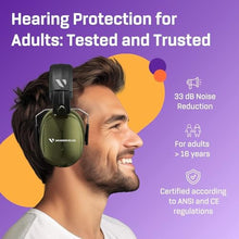 Load image into Gallery viewer, Vanderfields - Hearing Protection Ear Muffs - Over 35 dB (2K Hz) Broad Noise Cancelling Sound Reduction - Adults &amp; Teens, ArmyGreen_8678
