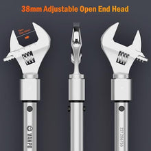 Load image into Gallery viewer, VANPO 3/8 Inch Drive Adjustable Torque Wrench, 5-45 Ft.lb/7-61 Nm, 38MM Open End Torque Wrench with Interchangeable Jaw &amp; Ratchet Head for HVAC, Car, Moto, Narrow Pipeline_5436
