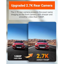 Load image into Gallery viewer, Vantrue E2 Dash Cam Front and Rear, 2.7K Upgrade Rear Cam, Dual STARVIS, 2.7K + 2.7K Dash Camera for Cars, Voice Control, WiFi, GPS, Night Vision, 24H Parking Mode, G-Sensor, 2.45" IPS, Support 512GB, Black_113
