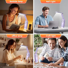 Load image into Gallery viewer, VAVOFO Cute Bunny Desk Lamp, Foldable LED Rechargeable Table Light, Eye-Caring Reading Lamp, 3 Color Modes &amp; Dimmable, for Kids Girls Bedroom Study Dorm RoomPurple_6518

