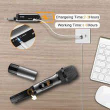 Load image into Gallery viewer, VeGue Wireless Microphone, UHF Cordless Dual Handheld Dynamic Mic Set with Rechargeable Receiver, for Karaoke Party, Voice Amplifier, PA System, Singing Machine, Church, Wedding, Meeting, 200ft (WM-2)_2365

