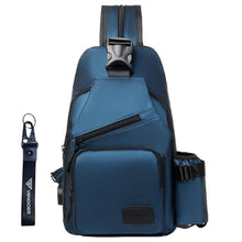 Load image into Gallery viewer, Vendioer Convertible Anti-theft USB Port Sling Bag with Bottle Holder, Travel Hidden Zipper Crossbody Chest Shoulder Backpack (Blue)_1
