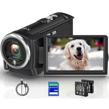 Load image into Gallery viewer, VENOPTIX 2.7K Video Camera Camcorder QHD 50MP YouTube Vlogging Camera 16X Digital Zoom Webcam 270 Degree Rotation Screen Camcorders with 32G SD Card and 2 Batteries Recording While Charging, DV_1
