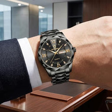 Load image into Gallery viewer, Verhux Skeleton Gold Watches for Men Automatic Luxury Diamond-Accented Mechanical Wrist Watches Business Stainless Steel Waterproof Charming Watches, GQHBlack_983
