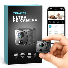 Load image into Gallery viewer, VIDCASTIVE 4K Mini Hidden Camera Dual-Band 2.4/5GHz WiFi Indoor Security Camera with AI Human Detection, Night Vision, Cloud/SD Storage, Up to 150 Days Standby Battery Life, Black_1
