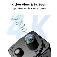 Load image into Gallery viewer, VIDCASTIVE 4K Mini Hidden Camera Dual-Band 2.4/5GHz WiFi Indoor Security Camera with AI Human Detection, Night Vision, Cloud/SD Storage, Up to 150 Days Standby Battery Life, Black_132
