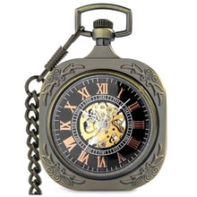 Load image into Gallery viewer, VIGOROSO Mens Vintage Steampunk Pocket Watch with Chain Skeleton Hand Wind Up Mechanical Pocket Watches for Men &amp; Women_1
