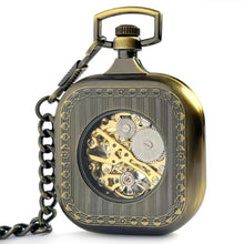 Load image into Gallery viewer, VIGOROSO Mens Vintage Steampunk Pocket Watch with Chain Skeleton Hand Wind Up Mechanical Pocket Watches for Men &amp; Women_1278

